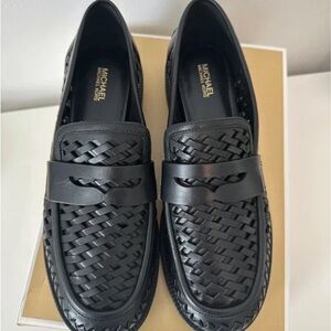 Michael Kors Black Woven Slip-On Loafers NEVER WORN